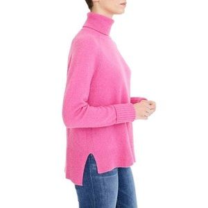 J.Crew Side Slit Turtleneck Sweater alpaca wool blend in Intense Pink